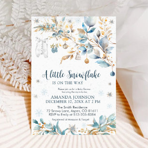 Kleine Schneeflocke Gold Winter Baby Shower Einladung