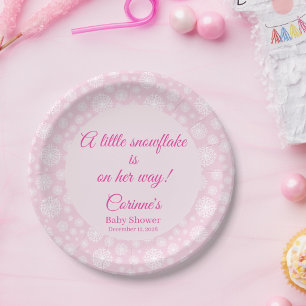 Kleine Schneeflocke rosa Mädchen Baby-Party Pappteller