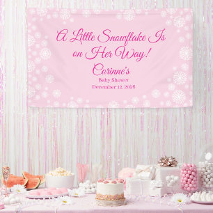 Kleine Schneeflocke rosa Mädchen Baby Shower Banner