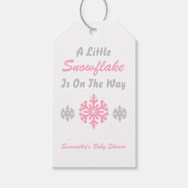 Kleine Schneeflocke unterwegs Geschenkanhänger (Vorderseite)