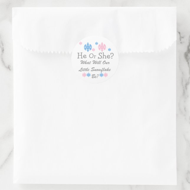 Kleine Schneeflockendarstellung Runder Aufkleber (Tasche)