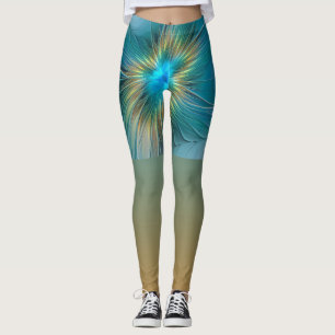 Kleine Schönheit Moderne Blaue Goldene Fraktal-Kun Leggings