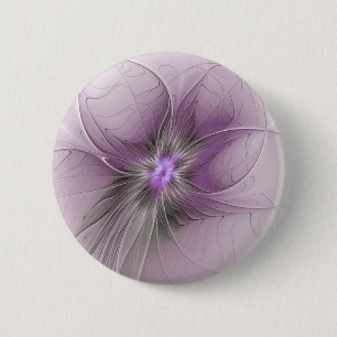 Kleine Schönheit Moderne Mauve Grau Fraktale Kunst Button
