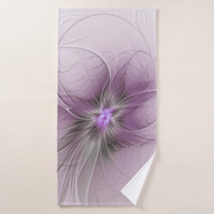 Kleine Schönheit Moderne Mauve Graue Fraktal-Kunst Badehandtuch