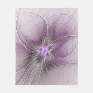 Kleine Schönheit Moderne Mauve Graue Fraktal-Kunst Fleecedecke