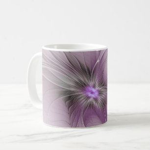 Kleine Schönheit Moderne Mauve Graue Fraktal-Kunst Kaffeetasse
