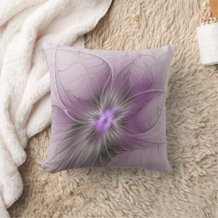Kleine Schönheit Moderne Mauve Graue Fraktal-Kunst Kissen