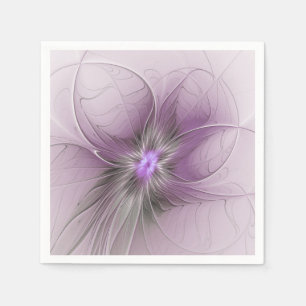 Kleine Schönheit Moderne Mauve Graue Fraktal-Kunst Serviette