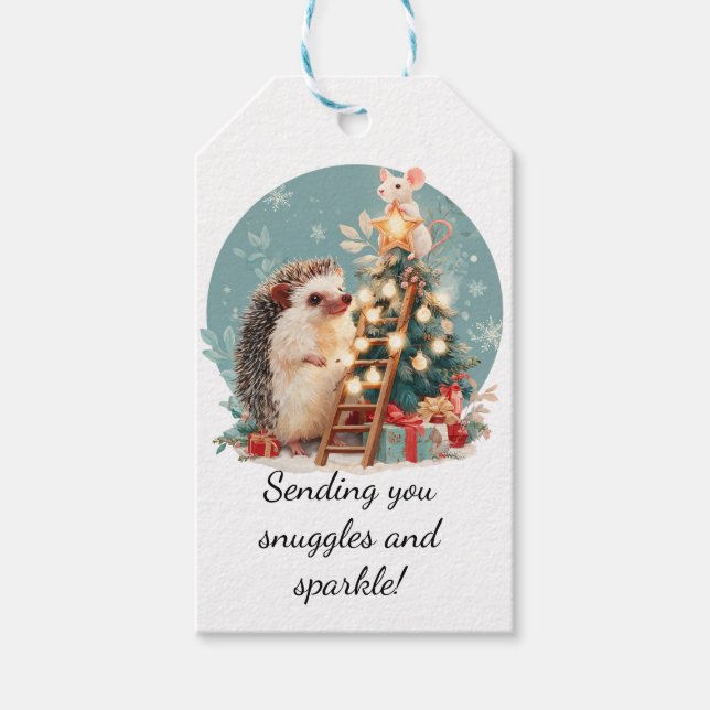 Kleine Schwänze & Twinkle Lights Geschenkanhänger (Vorderseite)