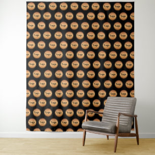 Kleine Schwarz-Gold-Logo-Schritt und Wiederholung Wandteppich