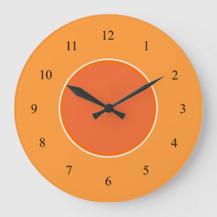 Kleine schwarze, helle und dunkelorange Zahlensper Große Wanduhr