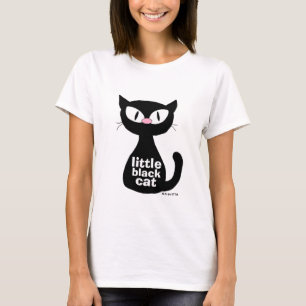 Kleine schwarze Katze süße Kätzchen T-Shirt