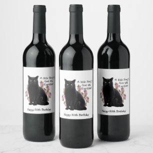 KLEINE SCHWARZE KATZE WEINETIKETT