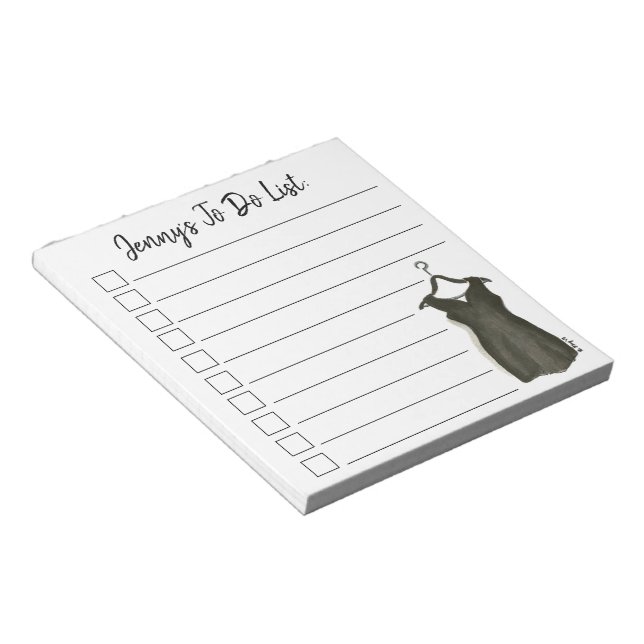 Kleine schwarze Kleidermotive Personalisiert zu fü Notizblock (angewinkelt)