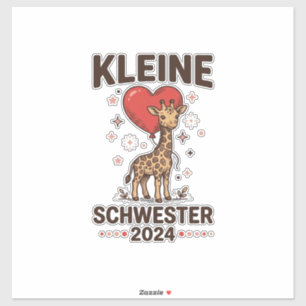 Kleine Schwester 2024 Niedliche Giraffe Schwester Aufkleber