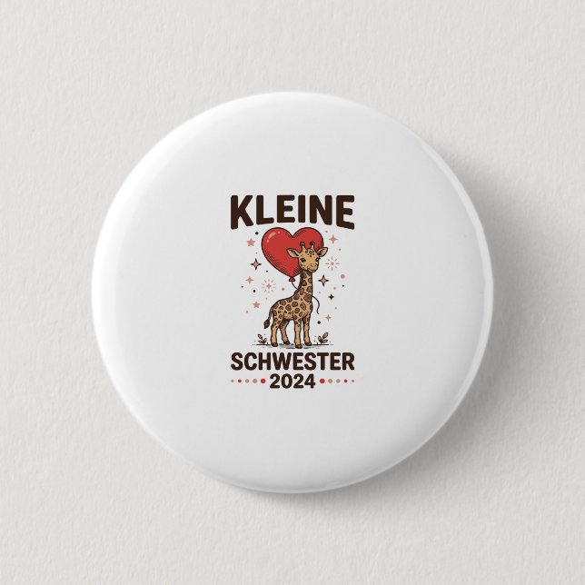 Kleine Schwester 2024 Niedliche Giraffe Schwester  Button (Vorderseite)