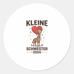 Kleine Schwester 2024 Niedliche Giraffen-Schwester Runder Aufkleber