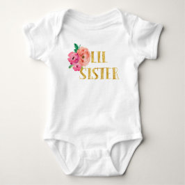 Kleine Schwester-Bodysuit-Blumengoldfolie Baby Strampler