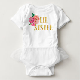 Kleine Schwester-Bodysuit-Blumengoldfolie Baby Strampler