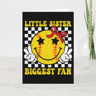 Kleine Schwester größter Fan Retro Softball Schwes Karte