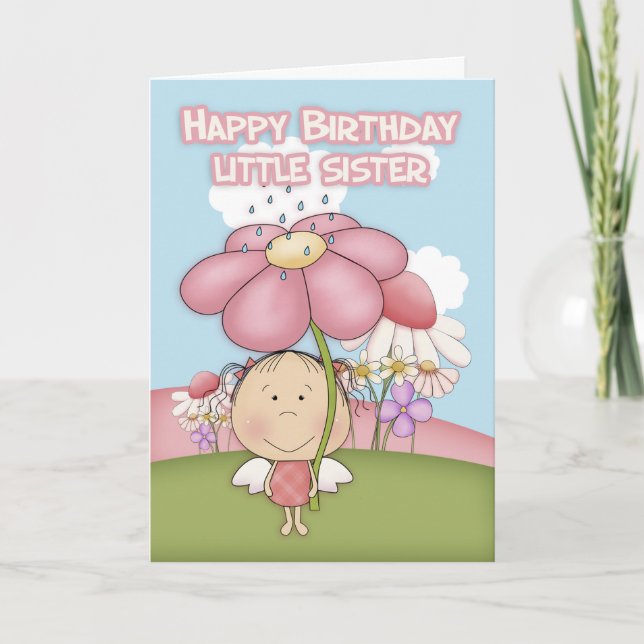 Kleine Schwester, kleine Gartenmühle und Blume-Kar Karte (Vorderseite)