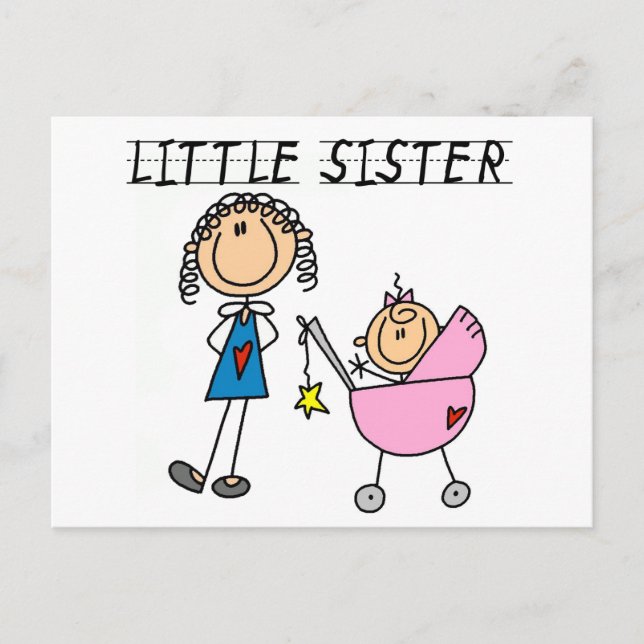 Kleine Schwester mit großen Sis-Hemden Postkarte (Vorderseite)