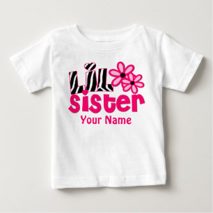 Kleine Schwester-Rosazebra-personalisiertes Shirt