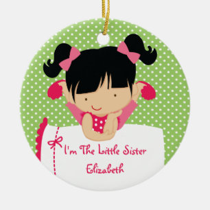 Kleine Schwester-Weihnachtsverzierungs-süßes Keramikornament