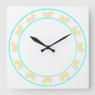 Kleine Scottie-Uhr Quadratische Wanduhr