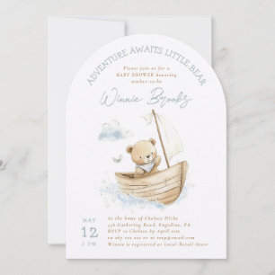 Kleine Segler-Teddybär-Baby-Party Einladung