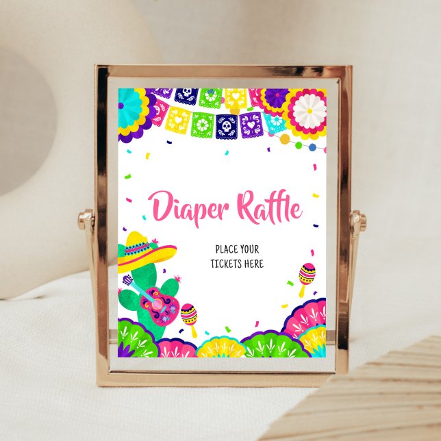 Kleine Senorita Baby Duschdusche Windeln Raffle Poster (Mexican Baby Shower Diaper Raffle Sign)