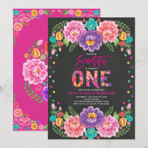 Kleine Senorita Fiesta Blume Mädchen 1. Geburtstag Einladung