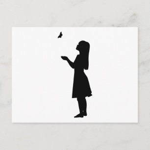 Kleine Silhouette-Kindernatur für Mädchen und Schm Postkarte
