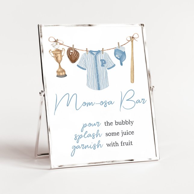 Kleine Slugger Baseball Baby Dusche Mama Osa Bar Poster (Baseball Little Slugger Baby Shower Mom Osa Bar Sign)