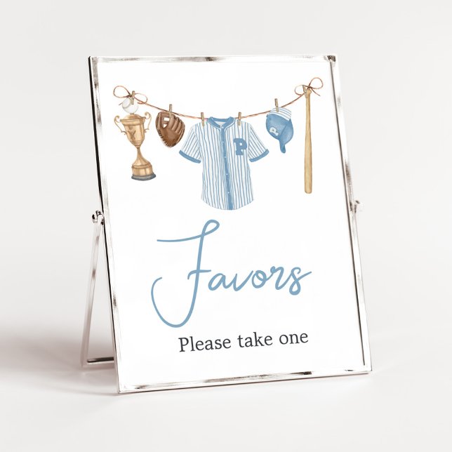 Kleine Slugger Baseball Baby Duschfavoriten Poster (Baseball Little Slugger Baby Shower Favors Sign)