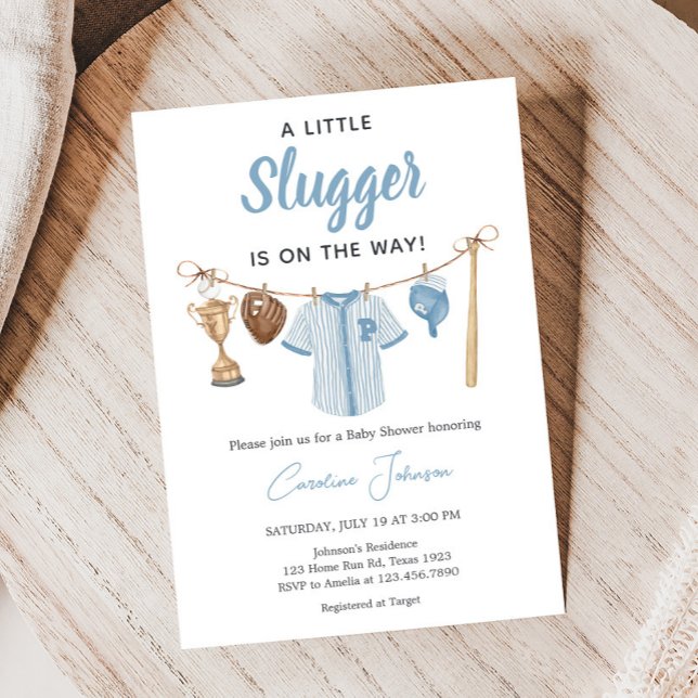 Kleine Slugger Baseball Babydusche Einladung (Baseball Little Slugger Baby Shower Invitation)
