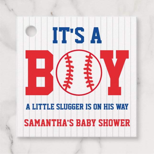 Kleine Slugger Baseball Babydusche Geschenkanhänger (Vorderseite)