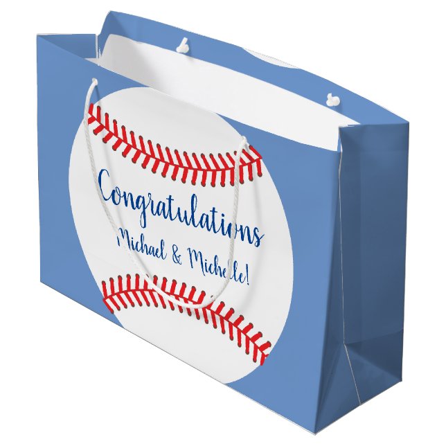 Kleine Slugger Baseball Babydusche Große Geschenktüte (Rückseite Schrägansicht)