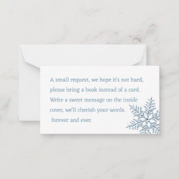 Kleine Snowflake Babydusche bringen ein Buch Mitteilungskarte