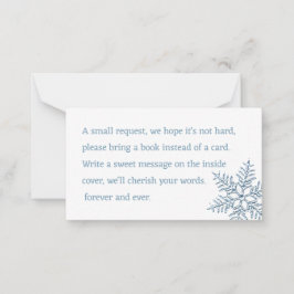 Kleine Snowflake Babydusche bringen ein Buch Mitteilungskarte
