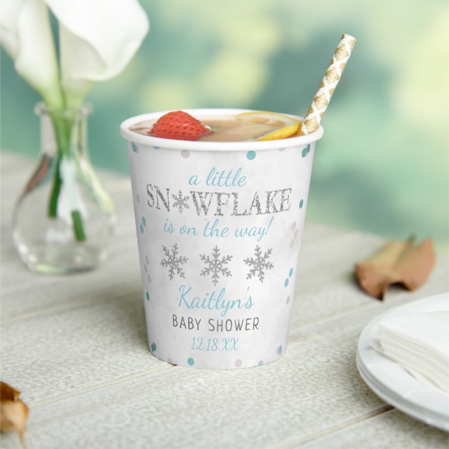 Kleine Snowflake Boys Winter Baby Dusche Pappbecher (In Situ)