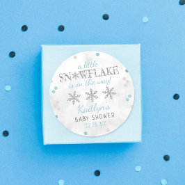 Kleine Snowflake Boys Winter Baby Dusche Runder Aufkleber