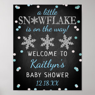 Kleine Snowflake Boys Winter Baby Dusche Willkomme Poster