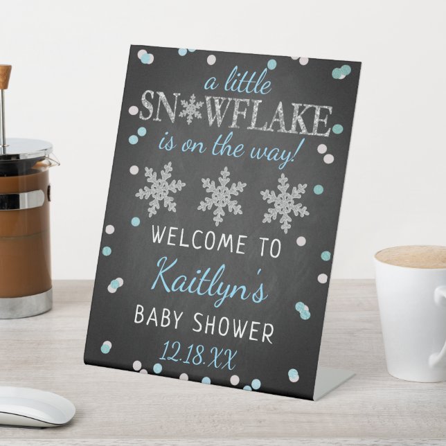 Kleine Snowflake Boys Winter Baby Dusche Willkomme Sockelschild (In SItu)