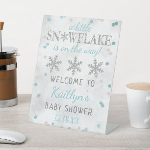 Kleine Snowflake Boys Winter Baby Dusche Willkomme Sockelschild