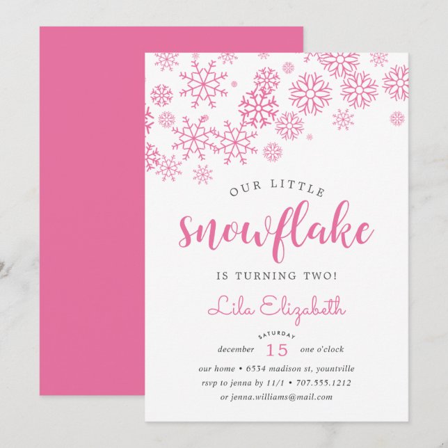 Kleine Snowflake Geburtstagsparty Einladung (Vorne/Hinten)