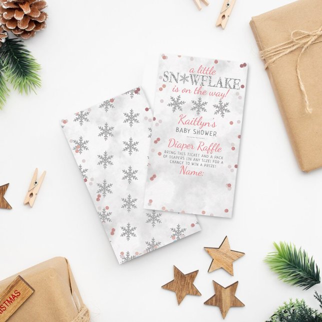 Kleine Snowflake Girls Winter Baby Shower Diaper Begleitkarte (Von Creator hochgeladen)