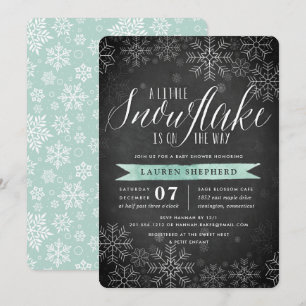 Kleine Snowflake Mint-Halbpension Babydusche Einladung