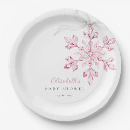 Kleine Snowflake Pink Babydusche Pappteller