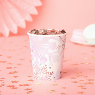 Kleine Snowflake Pink Girl Babydusche Pappbecher